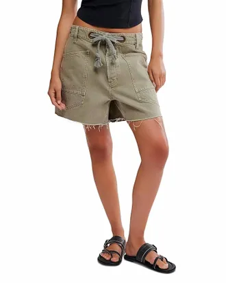 Free People Moxie Denim Shorts In Fern