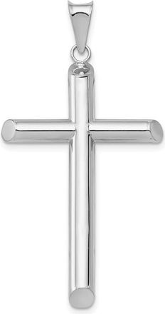 Diamond2Deal 14k White Gold Polished Tube Cross Pendant