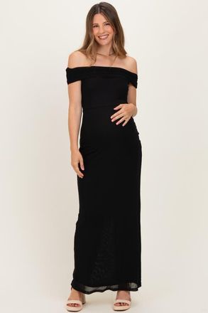 Pinkblush Off Shoulder Mesh Maxi Dress in Black at Nordstrom, Size Small