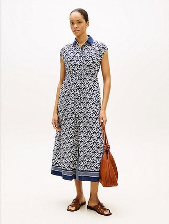 Tommy Hilfiger Vestido camisero estampado de largo midi