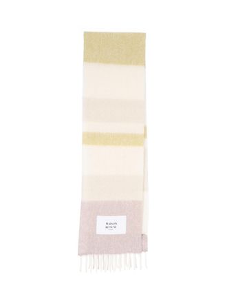 Maison Kitsun&eacute; Multicolor Striped Fringed Alpaca-Blend Scarf