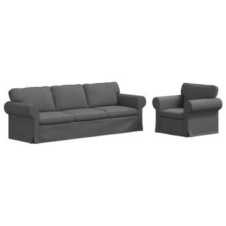 vidaXL Juego De Sof&aacute; 2 Uds. Gris Oscuro Tela Vidaxl