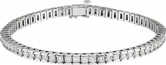 Diamond2Deal 14k White Gold 4 CTW Lab-Grown Diamond Line Bracelet 7.25