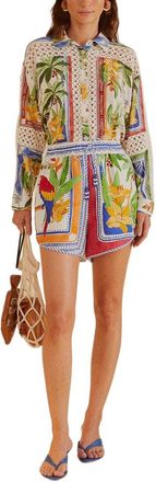 Farm Rio Linen-Blend Tropical Destination Short