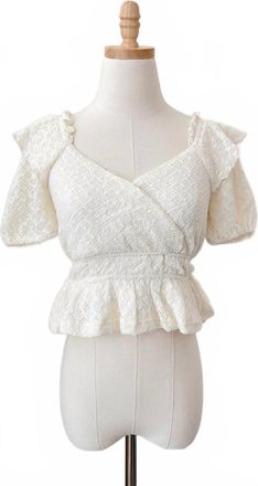 Blue Blush Nellie Top In Ivory