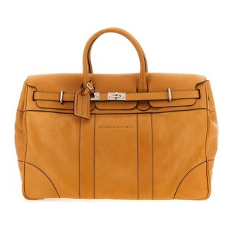 Brunello Cucinelli Tassen, Heren, Bruin, ONE Size, Leer, Country Leather Duffel Bag