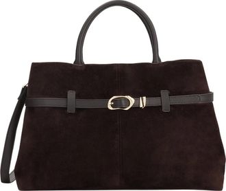 Kazar Su&egrave;de tas met decoratieve gesp en riemen - Dames - Handtassen - Bruin - ONE Size - Su&egrave;de - Tassen