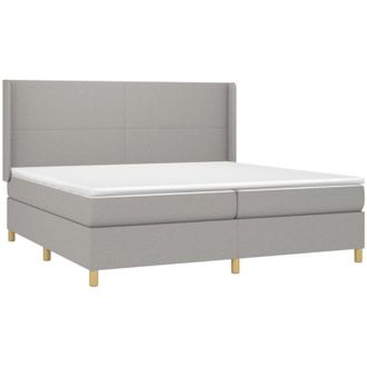 vidaXL Vidaxl - Cama Box Spring Con Colch&oacute;n Tela Gris Claro 200x200 Cm