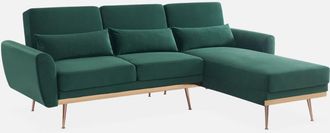 Sweeek Sof&aacute; Esquinero Convertible Reversible De 3 Plazas De Terciopelo