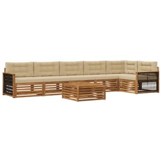 vidaXL Conjunto De Sof&aacute;s De Exterior Con Coj&iacute;n 7 Pcs Natural Y Beige Vidaxl
