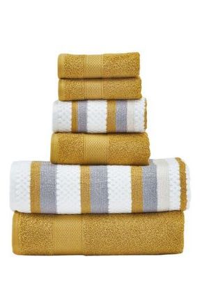 Modern Threads 6-Piece Mixed Stripe & Solid Cotton Towel Set in Mustard at Nordstrom Rack, Size 6 Piece Set
