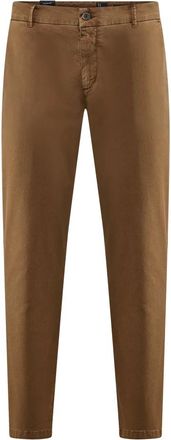 Bomboogie Chino Broeken in Gabardine met Microprint - Heren - Broeken - Bruin - Maat: W36 Gabardine