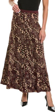 525 america Luxe Midi Pleated Leopard Skirt