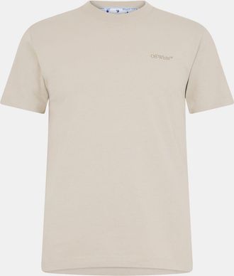 Off-white Mens Off White Regular Fit Short Sleeve Crew Neck T-Shirt in Beige - Size X-Small