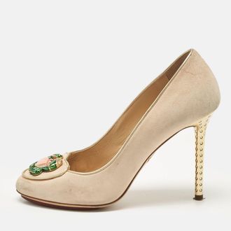 Charlotte Olympia Beige Suede Birthday Zodiac Pumps