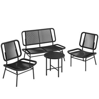 OUTSUNNY Conjunto de jard&iacute;n 117x67x80 cm negro