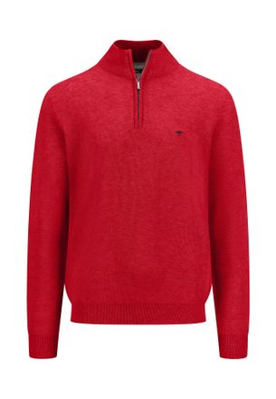 Fynch-Hatton Troyer FYNCH-HATTON, Herren, Gr. 4XL, rot (poppy rot), Strick, Obermaterial: 100% Baumwolle, regular fit, Pullover Troyer, mit Logo an der Brust