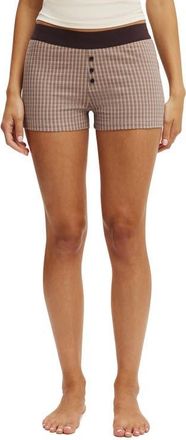 Cotton On Womens Dreamy Soft Boyshort in Mocha Marle Kenny Check at Nordstrom, Size X-Small