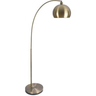 Relaxdays Lampada da terra Relaxdays, metallo, attacco E27, soggiorno e camera da letto, HxLxP: 180x92x35 cm, lampada ad arco, oro