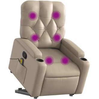 vidaXL Poltrona Alzapersone Massaggi Reclinabile Cappuccino Similpelle - Vidaxl