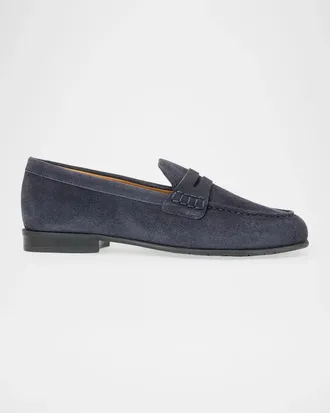 Aquatalia Ellis Waterproof Suede Penny Loafers