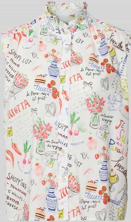 Emily van den Bergh Blusentop im Allover-Look mit Stehkragen in Offwhite, Gr&ouml;&szlig;e 36