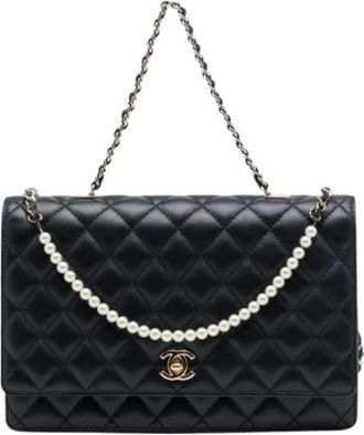 Chanel Pre-owned Quilted Satchel - Dames - Vintage Schoudertas - Zwart - ONE Size - Leer - Vintage