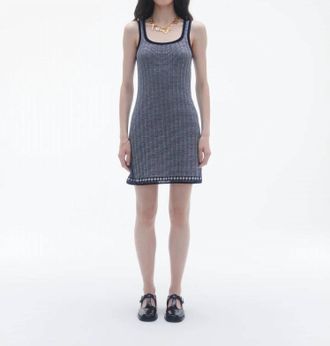 Guest In Residence Womens Fine Stripe Tank Dress In Midnight/cream