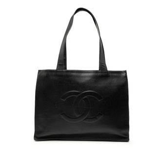 Chanel Pre-owned Womens Cc Caviar Tote - Black Leather - One Size