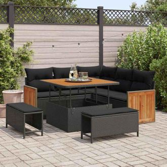 vidaXL Vidaxl - Conjunto De Sof&aacute; De Jard&iacute;n 8 Pcs Negro 100 X 100 X 71 Cm