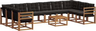 vidaXL Set Di Divani Da Esterno 11 Pz Naturale E Nero Vidaxl