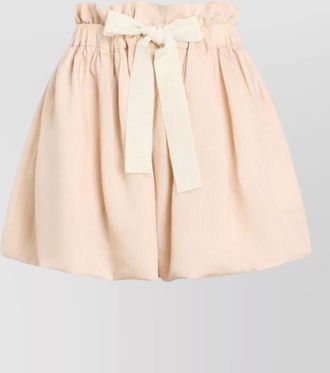 Patou silk nylon striped shorts ruffled hem