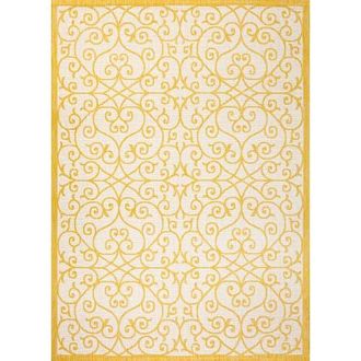 Jonathan Y Designs Madrid Vintage Filigree Textured Weave Indoor/Outdoor Area Rug in Cream/yellow at Nordstrom, Size 4Ft 0In X 6Ft 0In