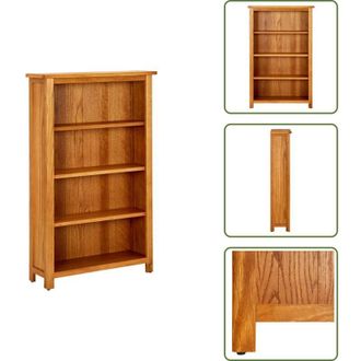vidaXL The Living Store Libreria a 4 Ripiani 70x22x110 cm in Legno Massello di Rovere - Libreria rovere