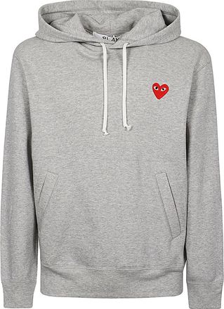 Comme Des Gar&ccedil;ons Grey Logo Print Cotton Hoodie
