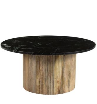 Moloo Mesa de centro redonda 70 cm m&aacute;rmol negro y madera