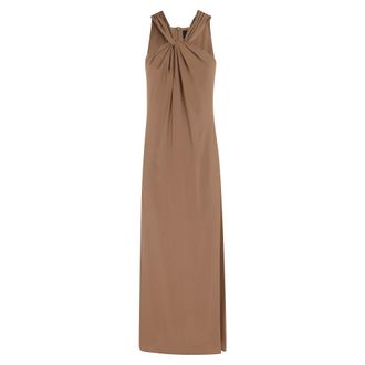 Federica Tosi Maxi Dresses, female, Brown, Size: S Midi Dress with Crisscross Knot