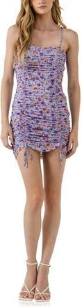 endless rose Floral Ruched Mesh Minidress in Purple Multi at Nordstrom Rack, Size X-Small
