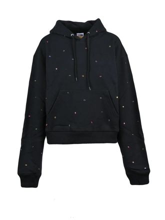 Sky High Farm Black Eye Embellishments Cropped Organic Cotton Hoodie