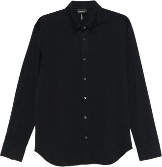 Emporio Armani Casual overhemd - Heren - Casual Overhemden - Blauw - L - Katoen - Overhemden