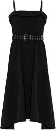 Ganni Asymmetrische Jurk Met Taille Ceintuur - Dames - Casual kleedjes - Zwart - L - Kleedjes