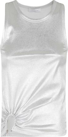 Paco Rabanne Silver Signature Piercing Sleeveless Cotton Tank Top