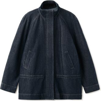 Mango Gathered Waist Denim Parka in Open Blue at Nordstrom, Size X-Large