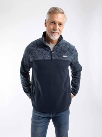 Weird Fish Gilbert 1/4 Zip Printed Microfleece in Navy at Nordstrom, Size Xx-Large