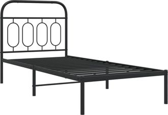 vidaXL Estructura cama sin colchón con cabecero metal negro 90x200 cm Vidaxl
