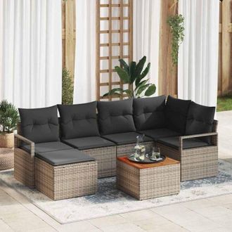 vidaXL Conjunto De Sof&aacute; De Jard&iacute;n 7 Pcs Gris Vidaxl