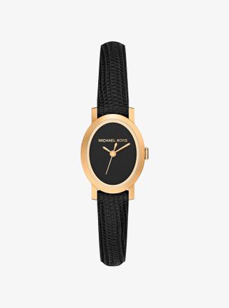 Michael Kors Petite Maude Gold-Tone and Lizard Embossed Leather Watch