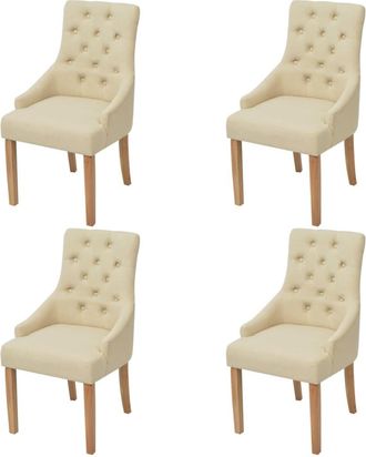 vidaXL Vidaxl - Sillas De Comedor 4 Unidades Tela Color Crema