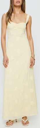 Princess Polly Maisone Floral Embroidered Maxi Dress in Lemon at Nordstrom, Size 12
