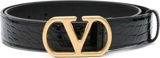 Valentino Garavani Stijlvolle riem met uniek design - Dames - Riemen - Zwart - 85 CM - Leer - Accessoires
